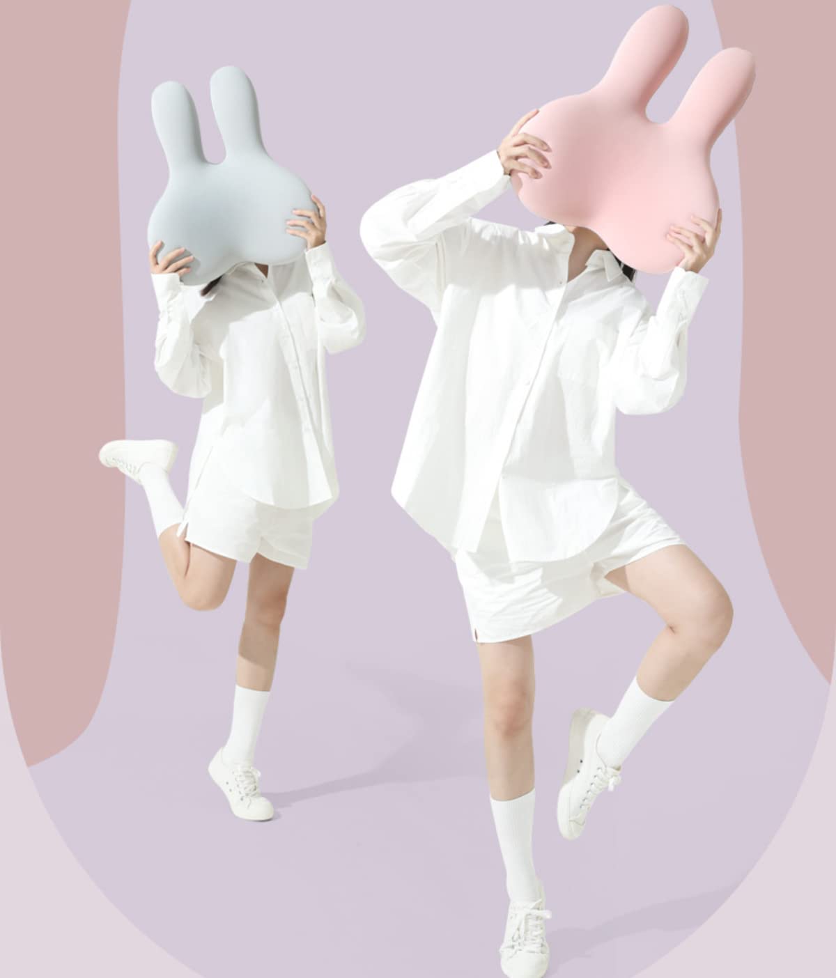 うさ耳　椅子用クッション　腰当て＆背当て　低反発　ランバーサポート うさ耳 椅子用クッション 腰当て＆背当て 低反発 ランバーサポート うさ耳